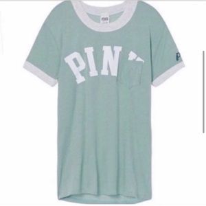 ❤︎ Victoria Secret PINK Ringer T - Shirt Green